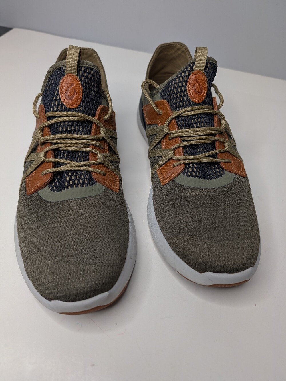 Olukai Mio Li Hunter Green Brown Mesh Leather Sneakers Comfort Shoes Mens 10.5